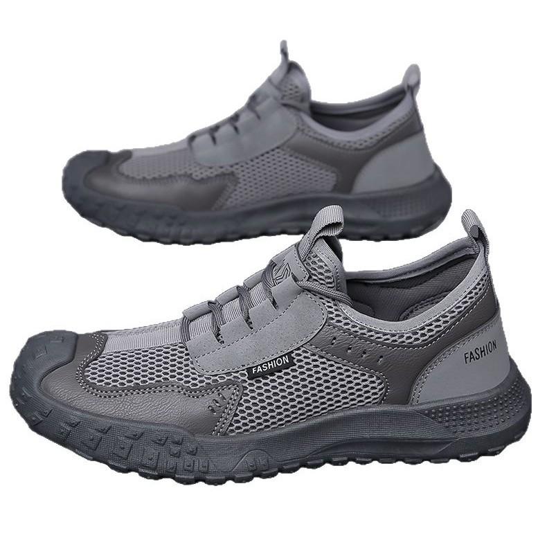 Spring and Summer High-value Thick-soled Mesh Breathable Men's Casual Sports Shoes Fashion Lace-up Round Head Shoes