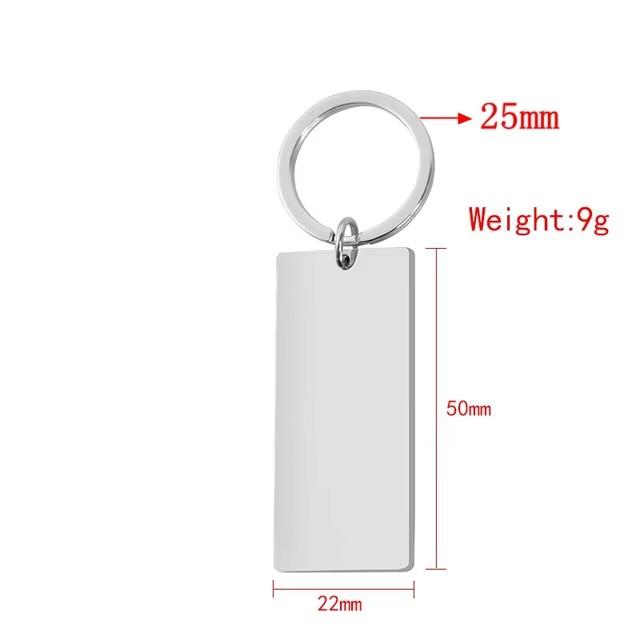10Pcs/Lot Strip Blank Mirror Polished Stainless Steel Keychain For DIY Custom Women's Men's Keychain