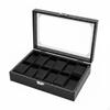 Carbon Fiber Watch Box Clear View Lid Collection Organizer Large Capacity Men's Jewelry