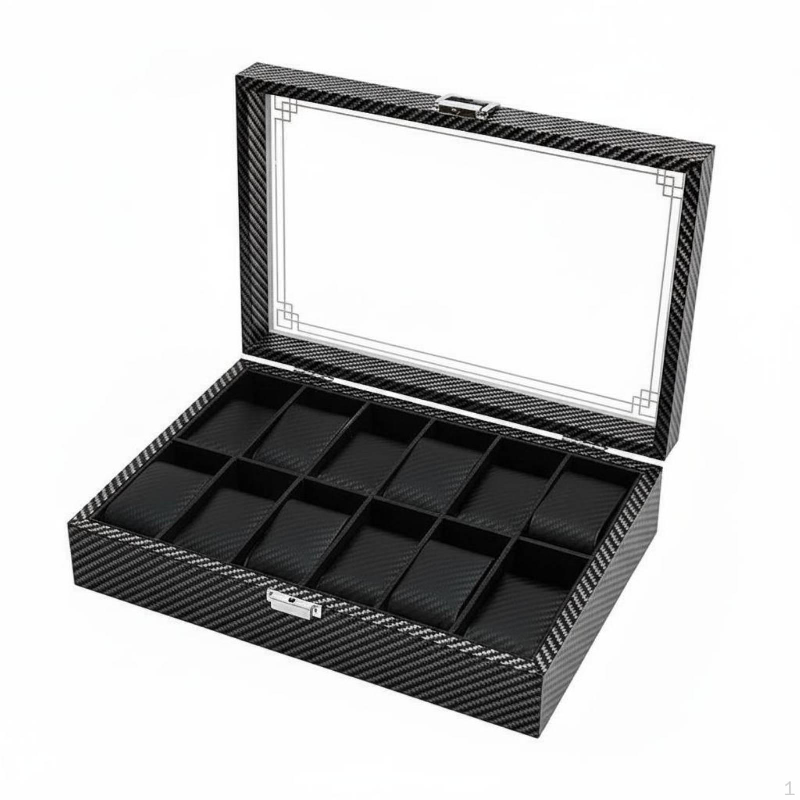 Carbon Fiber Watch Box Clear View