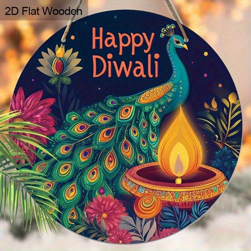 2D flat hanging decorative signs, interior wall or door decoration, Diwali peacock pattern decoration, interesting gifts for family and friends