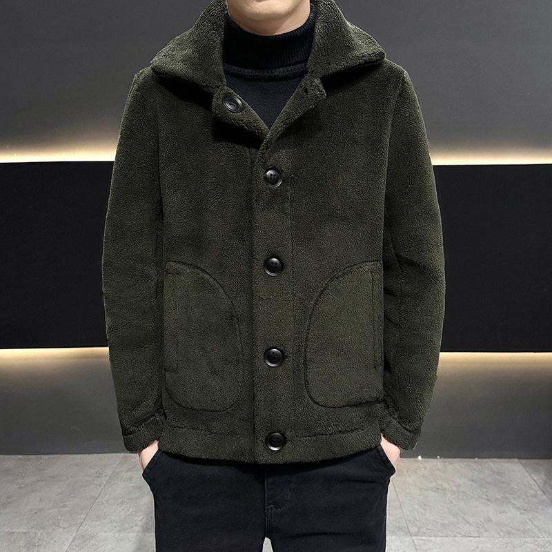 Autumn and winter jackets men's suede wear sheep shears on both sides, thickened fleece jackets, fattened and enlarged fur integrated men