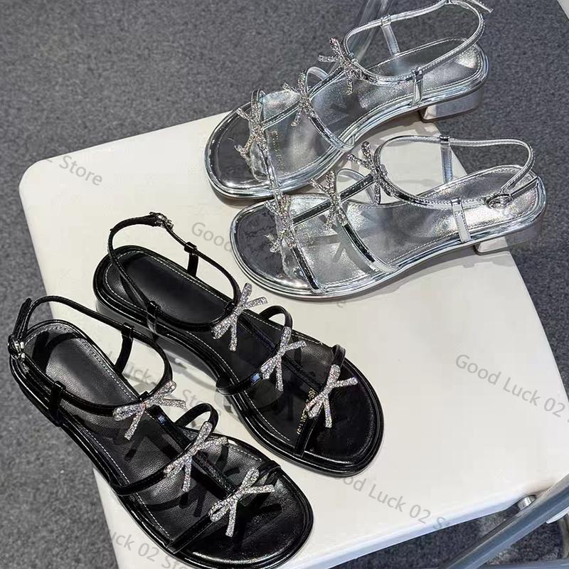 Fashion Women Sandals Mid Heels Crystal Fashion Shoes Summer Dress Elegant Woman Pumps 2025 New Trend Brand Designer Women’s Zapatillas