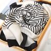 Stylish Women's Square Scarf with Simple Stripes: Silk-like Satin Smooth Texture Luxury Brand Appeal
