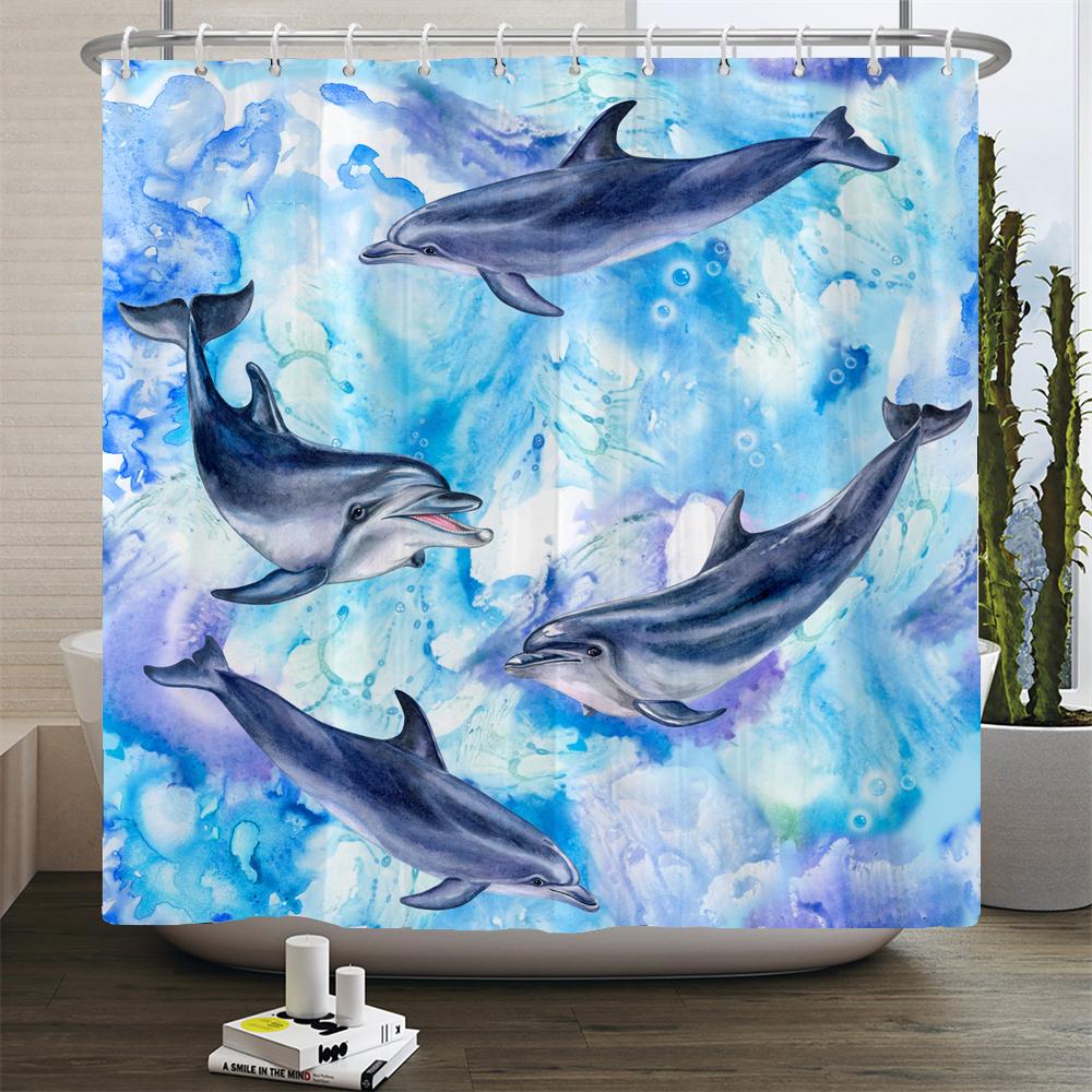 Creative Shower Curtains Printed Ocean Turtle Waterproof Bathroom Curtain Home Decor Polyester Bath Shower Curtain With Hooks