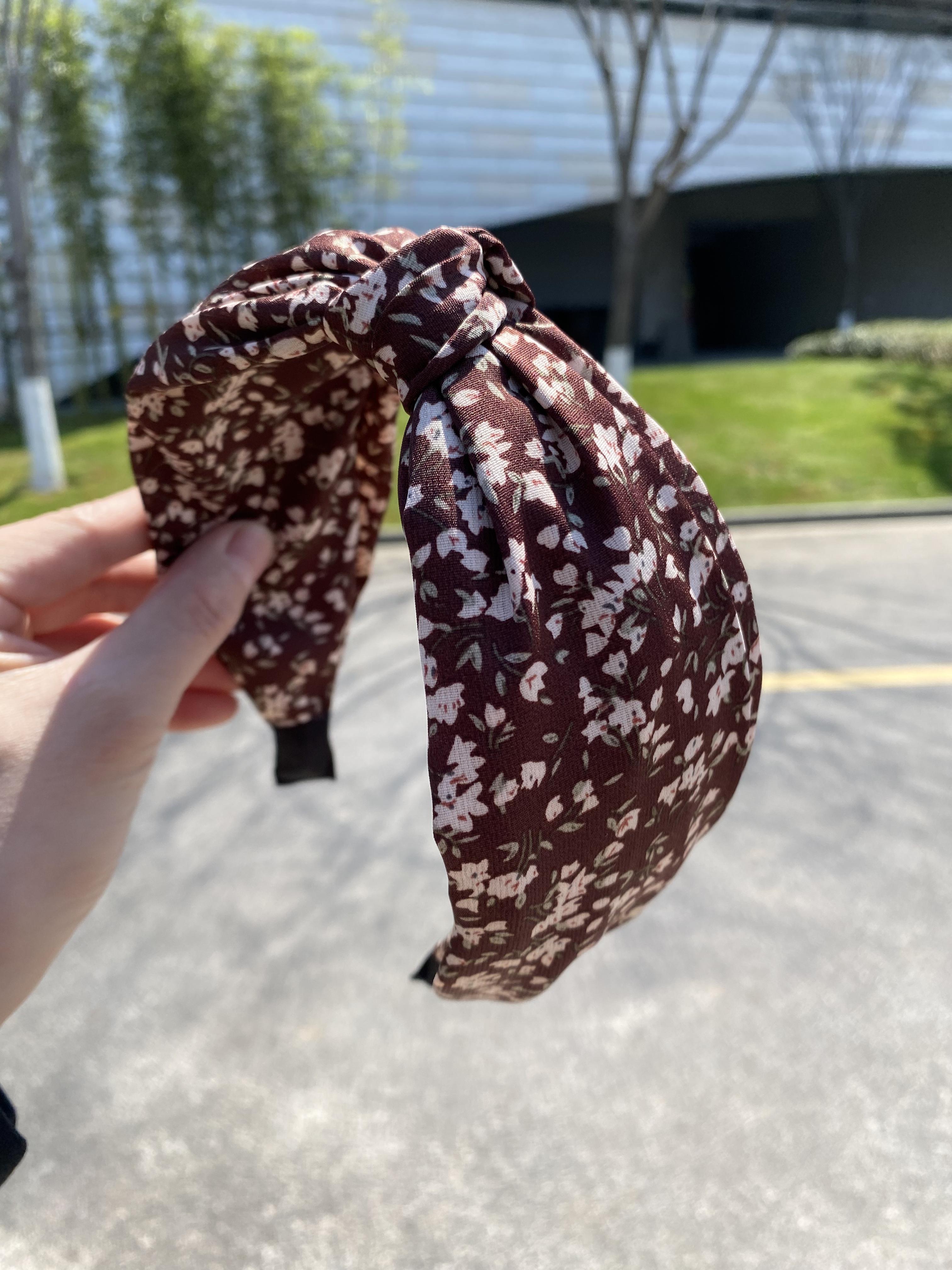 

Классическая маленькая повязка на голову с цветочным узлом, ретро широкая двухслойная скрученная повязка на голову, девчачий аксессуар для умывания лица и волос