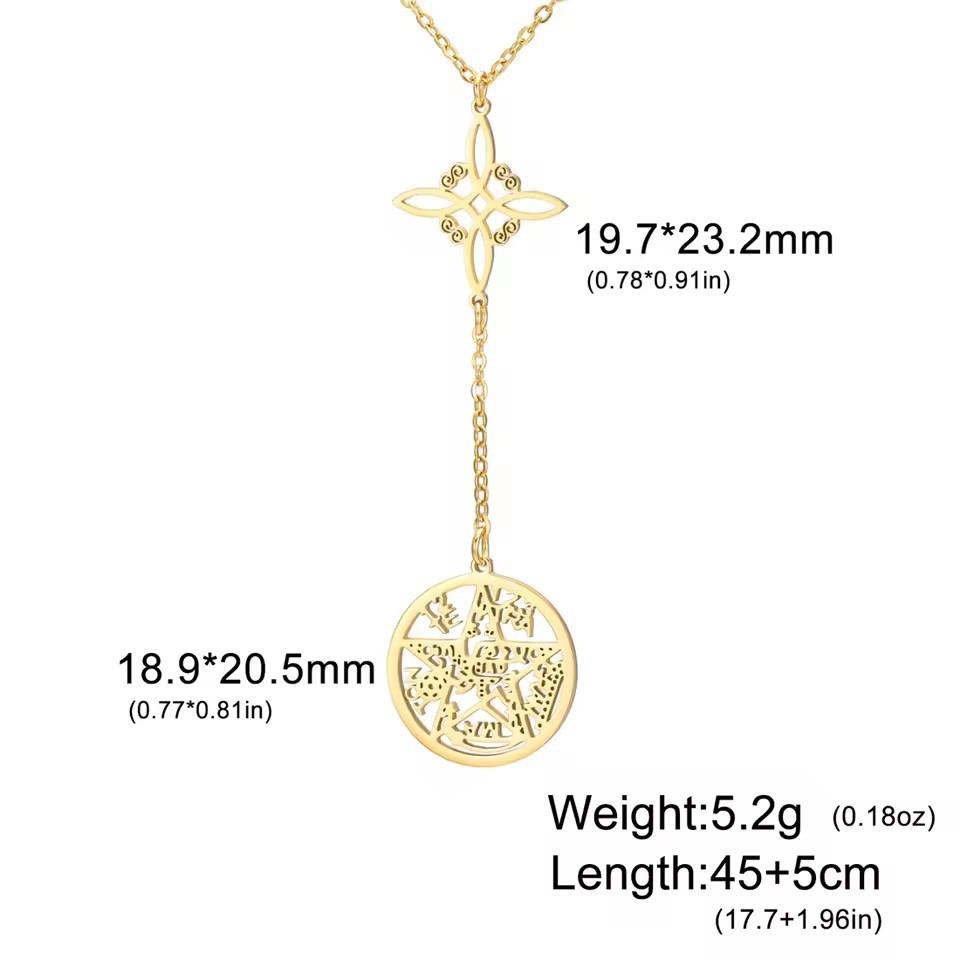 Collana Ciondolo Stella a Cinque Punte Svuotata a Forma di S con Doppio Foro Design Versatile Nodo Miko Gioielli