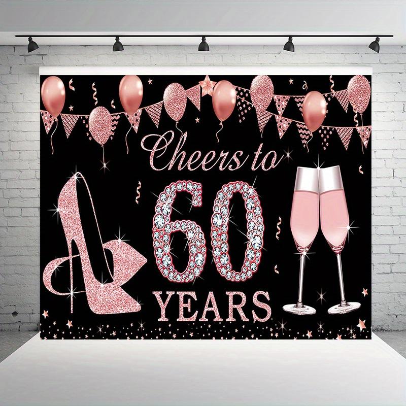 Party Backdrop Fabric 1 Piece 60th Birthday Decoration Banner "To Celebrate 60 Years" Rose Gold 60th Birthday Backdrop Fabric