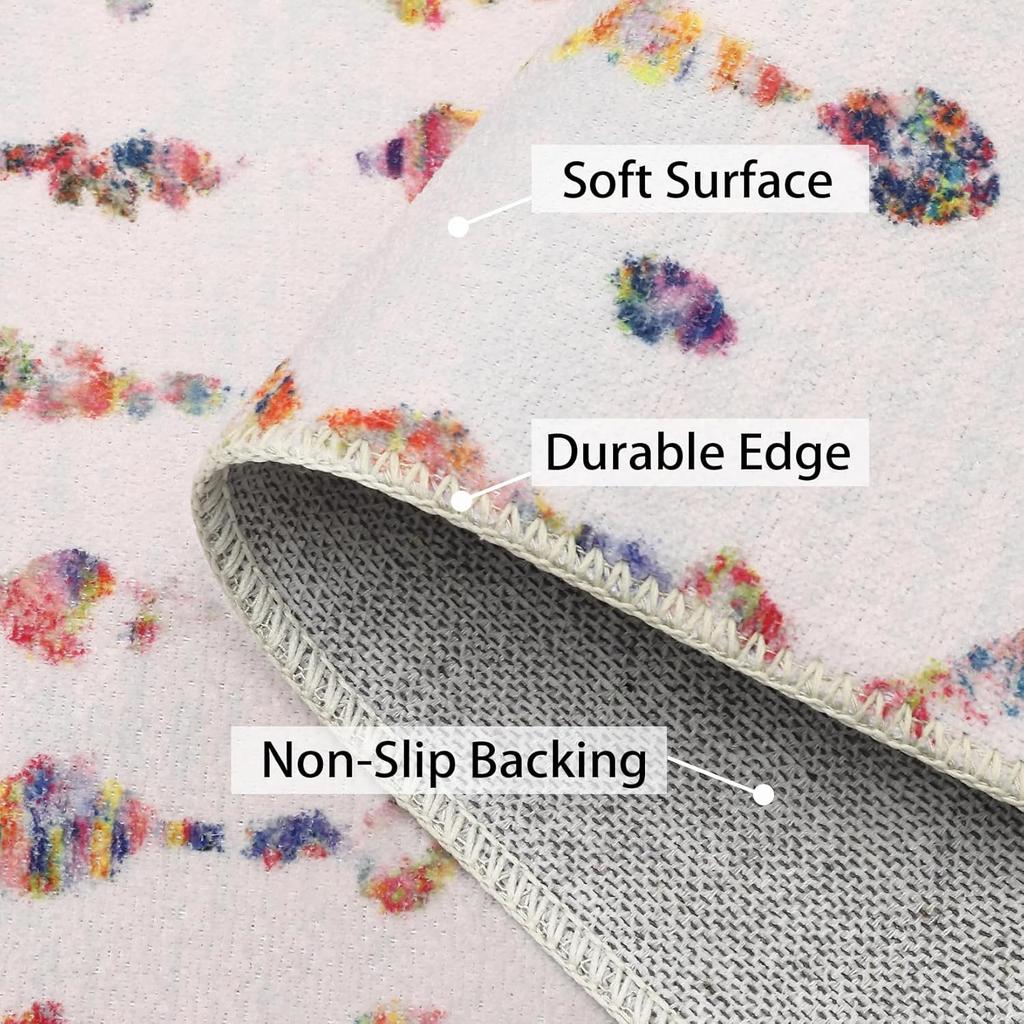 Boho Accent Area Rug – Stain Resistant Non-Slip Floor Mat for Farmhouse Living Room, Bedroom Office, Earthy Color Design