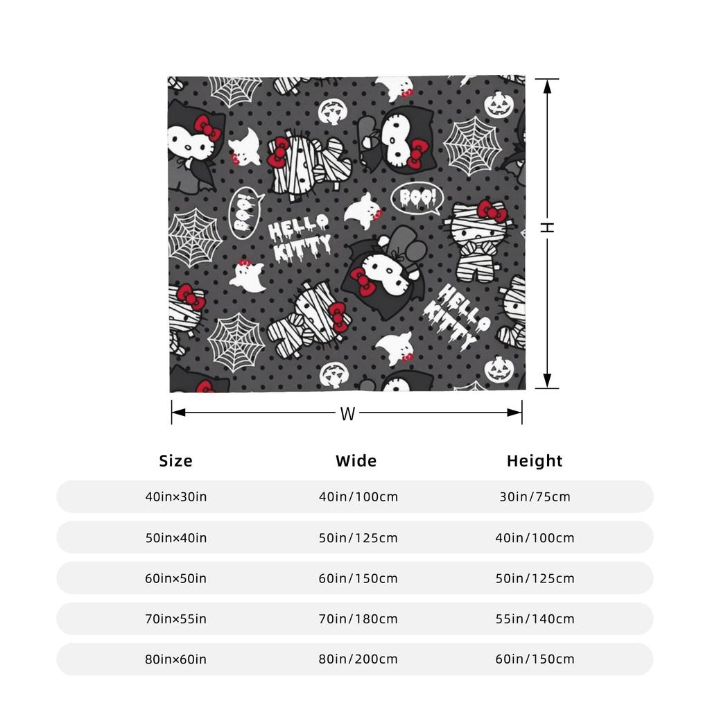 Hello Kitty Halloween Blanket Fleece Spring Autumn Pumpkins  Multifunction Warm Throw Blanket for Sofa Office Bedspreads