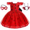 New Cosplay Ladybug Dot Dress Princess Dress Girl Flying Sleeve Dot Halloween Costume Role Playing Dress for Special Occasions