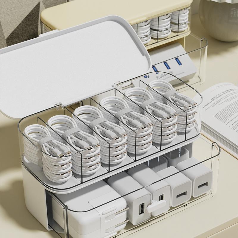 Schreibtisch-Kabelmanagement-Box Handy-Ladegerät-Kabel-Organizer Trennwand Kabelwickler Stromkabel-Aufbewahrungslösung