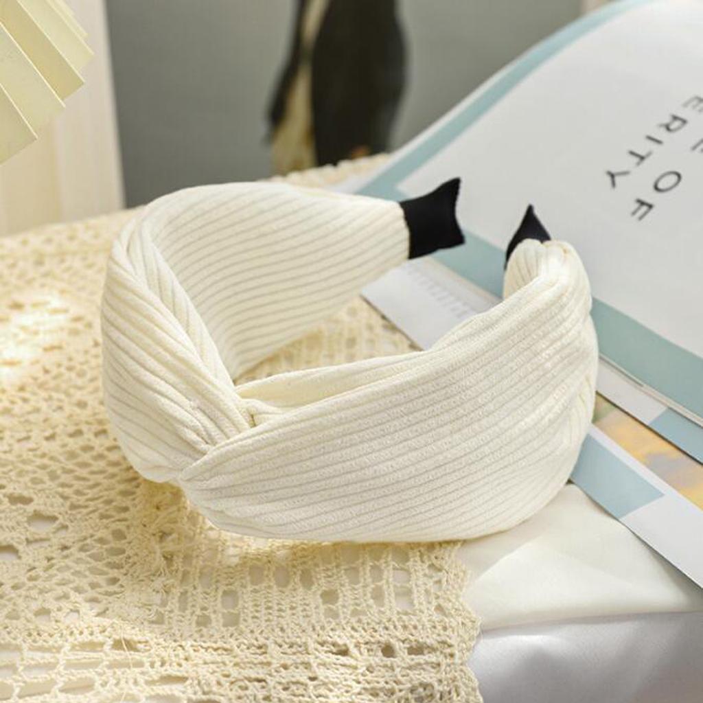 PROLY New Fashion Women Headband Autumn Winter Warm Corduroy Cloth Hairband Wide Side Cross Knot Hair Accessories