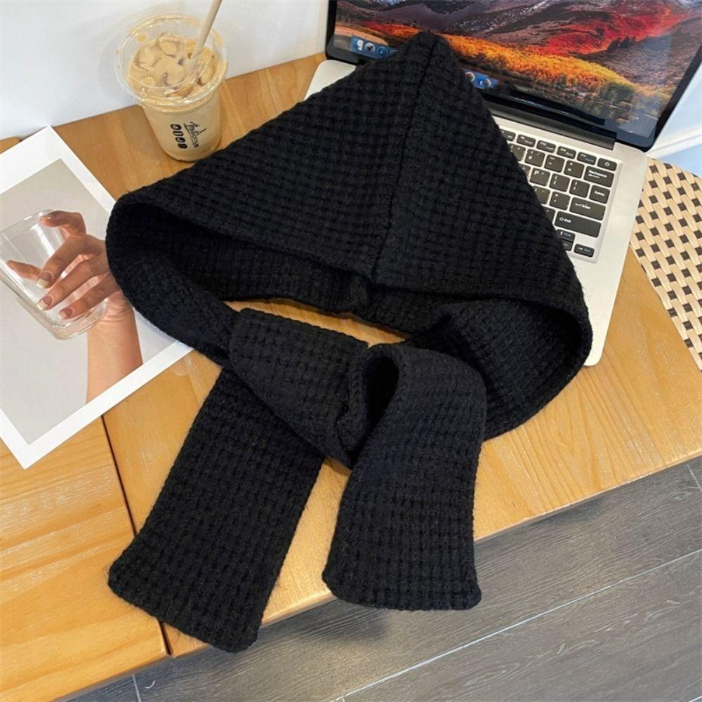 Acrylic Fibres Neck Collar Beanies Caps Triangular Winter Neckerchief Hat  Unisex