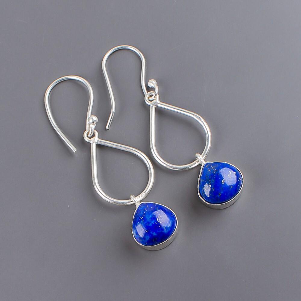 Lapislazuli Edelstein 925 Sterlingsilber Schmuck Handgefertigt Hochzeitsohrringe 1.90" EE-19-25