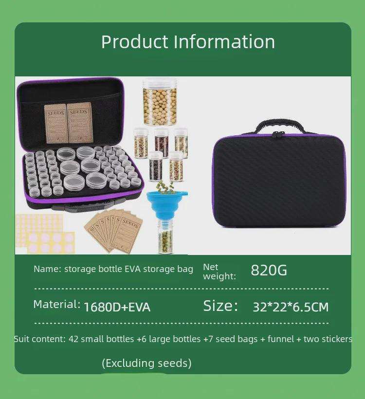 Grain Seed Storage Bottle & Portable 48-Compartment Bag Box