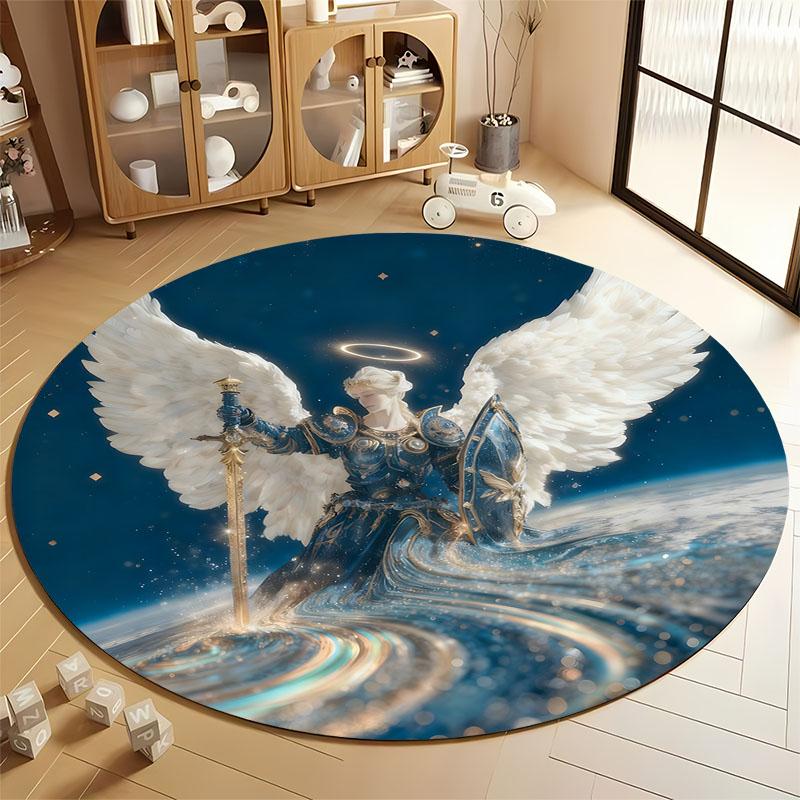 

Heavenly Angel Design Circular Rug for Home Decor round carpet for home sofa bedroom, gift Diameter 60cm