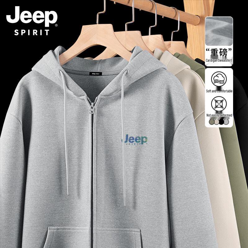 JEEP SPIRIT Herren Schwergewichtiger Lässiger Kapuzenpullover mit Reißverschluss