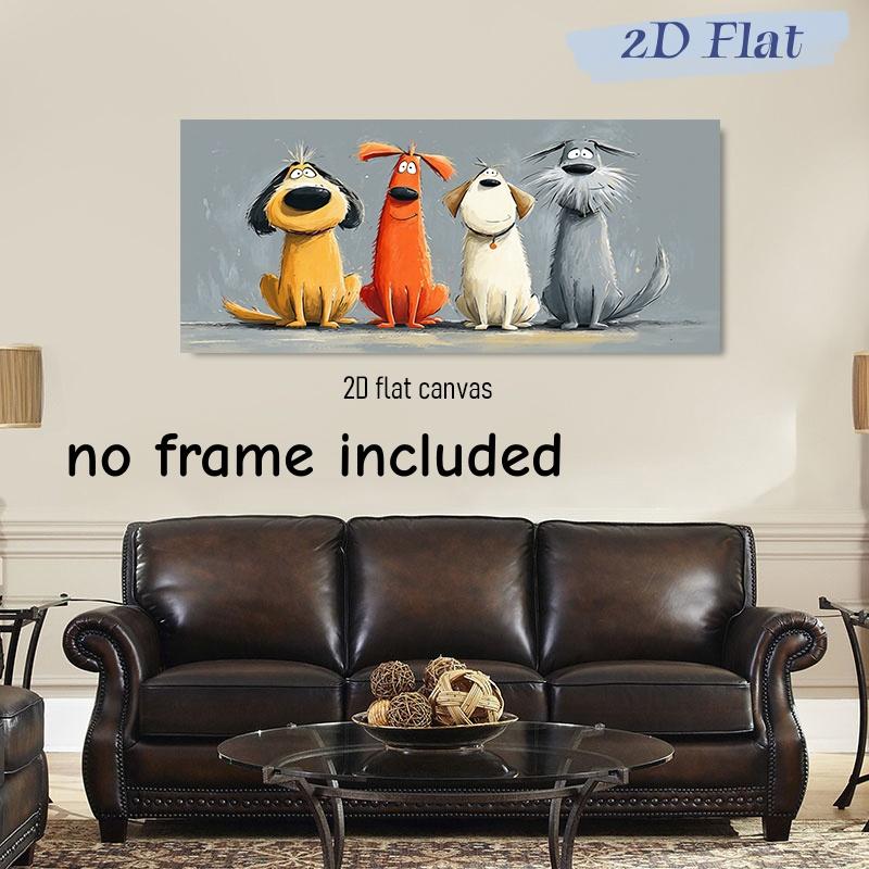 

1pc cute cartoon dog frameless canvas decoration hanging painting living room children s room bedroom wall painting modern minim (as the picture,50x100cm No Frame)