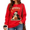 Women's fashionable casual long-sleeved Halloween printed round-neck top