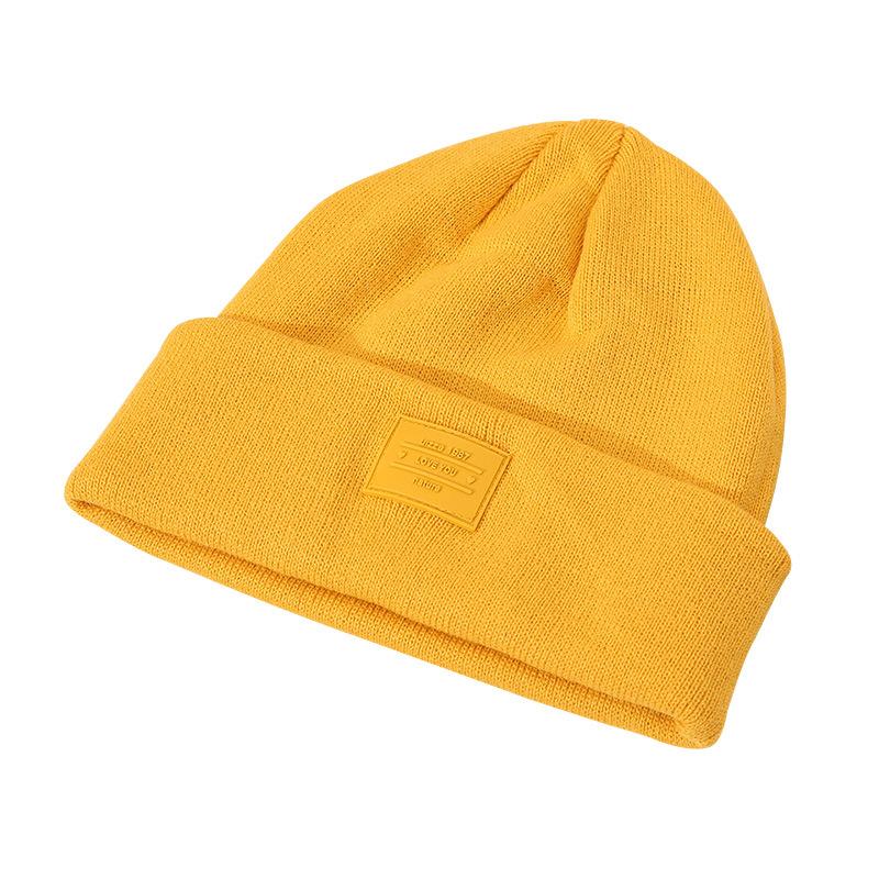 New Autumn/Winter 1980 Label PVC Knit 6-Panel Common Front Logo Seamless Fusing Adult Women's Beanie Hat Warm Casual Outdoor
