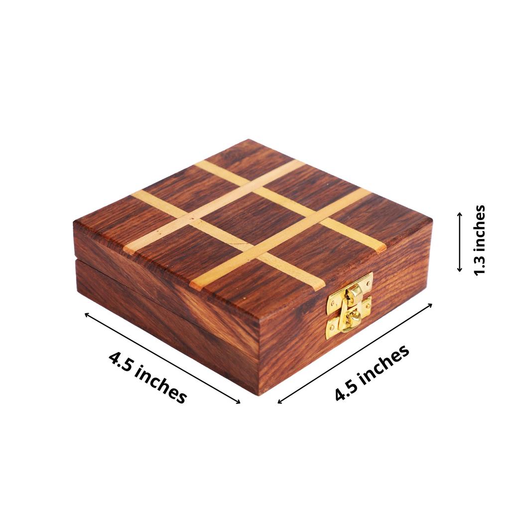 Shriji Crafts Holz Tic Tac Toe Spiel mit Linienstreifen,