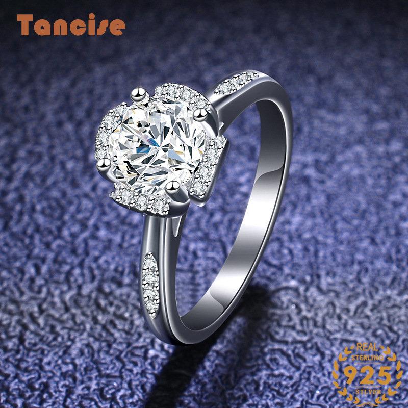 Tancise klassischer Moissanit-Silberring für Damen, Schmuck, Hochzeitsversprechen, Party-Geschenk_voghion.com