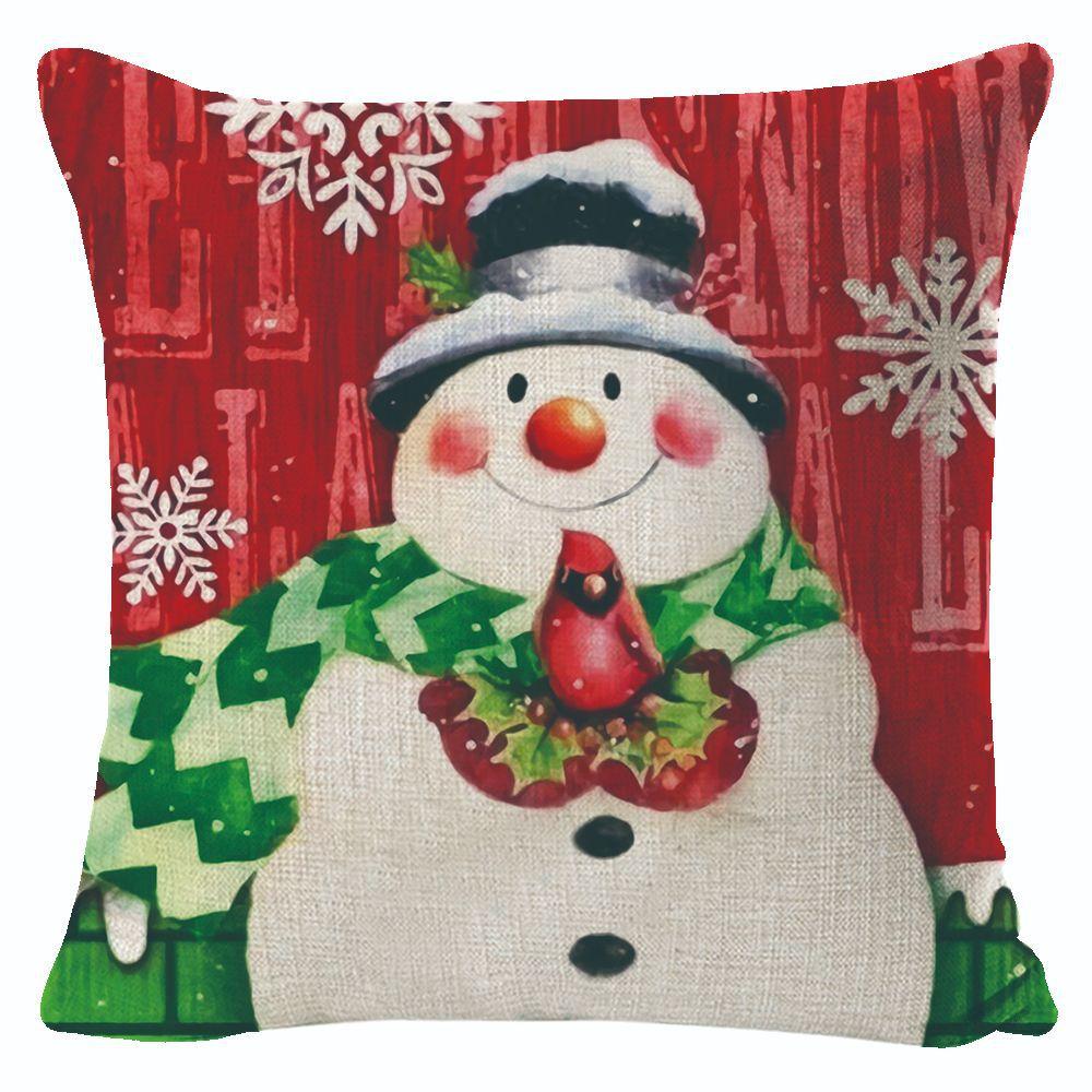 New Christmas Pillow Cover Snowman Print Pillow Cover Living Room Sofa Decorative Pillow