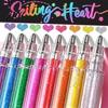 Art Gel Pen Set Highlighter Transparent Body Multicolored Painting with Glitter Sparkling Effect Smooth Metal Tip Ink for Note Marking Coloring