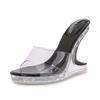 South East Asia Summer New High-heeled Sandals Versatile Transparent Banquet Crystal Shoes Open-toe Wear Fish Mouth Wedge