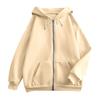 Long Sleeve Hooded Sweatshirt Women Casual Fashion Solid Color Zippered