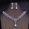 Princess Crown Bridal Jewelry Sets for Girls Blue Tiaras Choker Necklace Sets Bride Wedding Dress Prom Jewelry Accessories