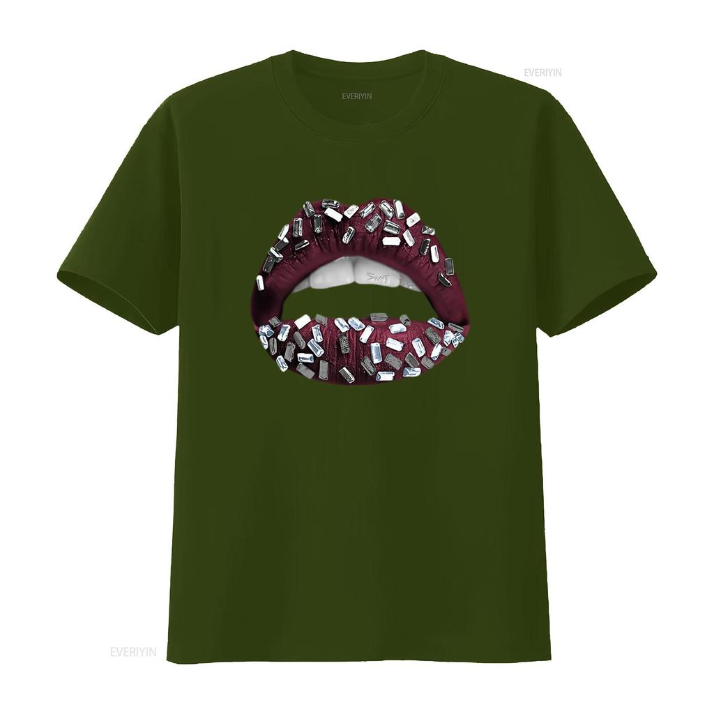 T-shirt da uomo Design Labbbra Gioiello 5 Borgogna Abbinamento Sneaker Nero vintage Lavato Casual uomo abbigliamento designer grafica Unisex
