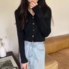 Design Bottom Top Knitted Cardigan Long Sleeve Early Autumn New Women's Clothing Collar Chic Button Simple Sweater