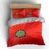 "Red Flower Art Set Decor" Bedding Set with 1 Duvet Cover 2 Pillowcases Single Double King Queen, Gift