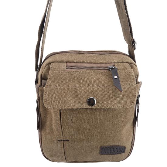 Vintage Small Canvas Messenger Bag for Men Lightweight Canvas School Single Shoulder Bag for Travel Work