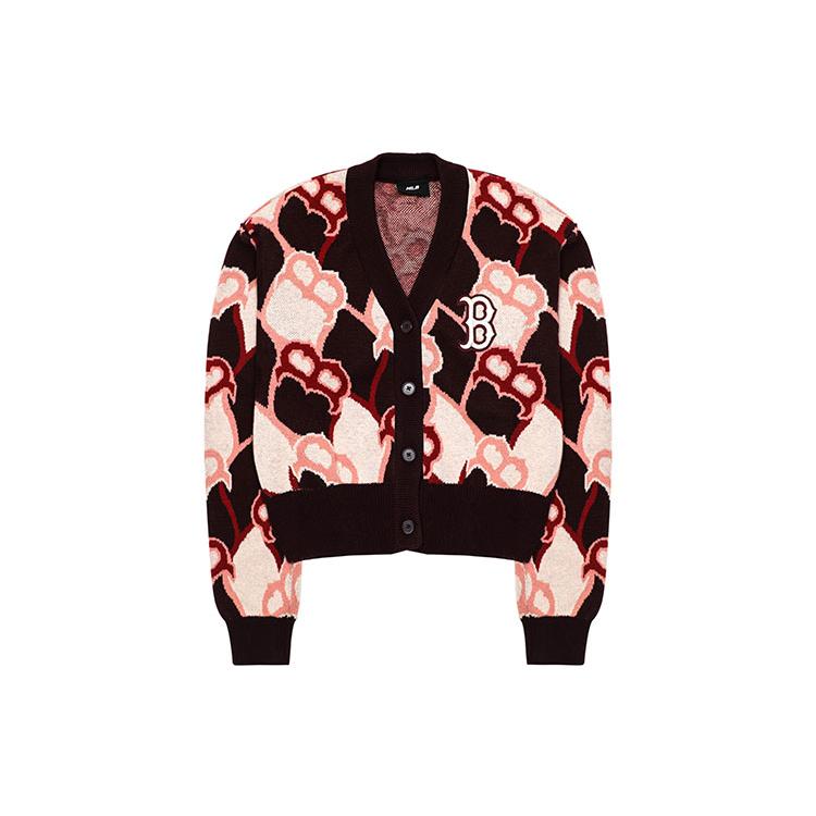 New MLB Old Flower Cashmere Sweaters Women's Burgundy 3FKCY0124-43WIS