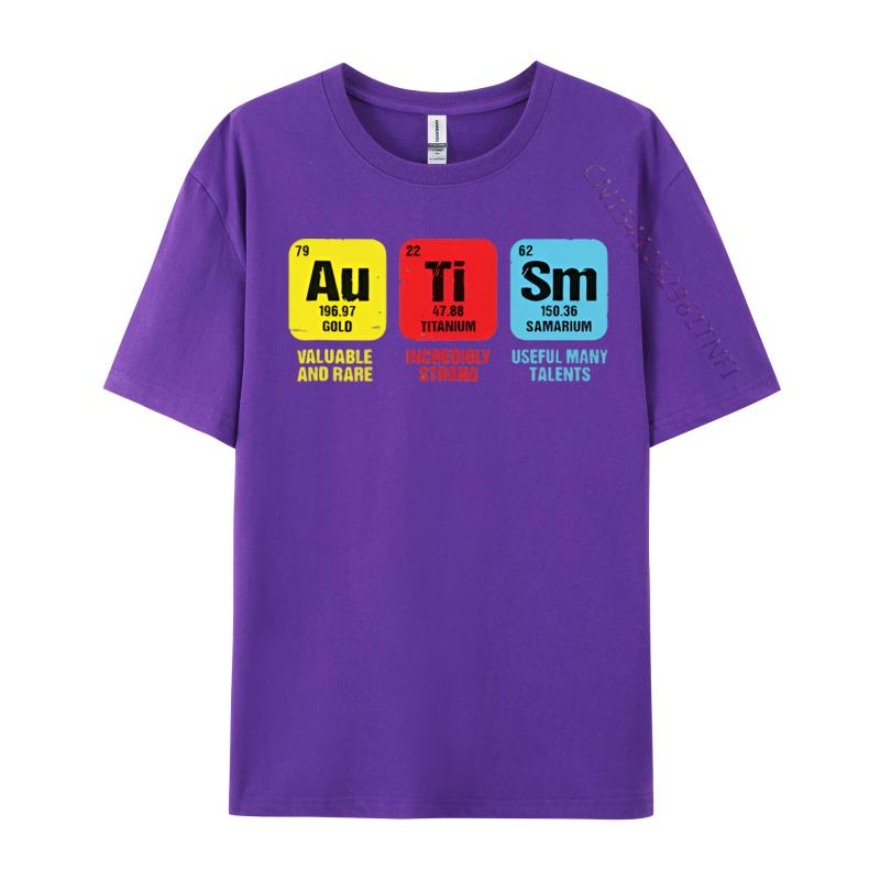 Autism Awareness Elements Periodic Tshirts Man Cotton TShirts Homme Camisas Classic Fashion Clothing