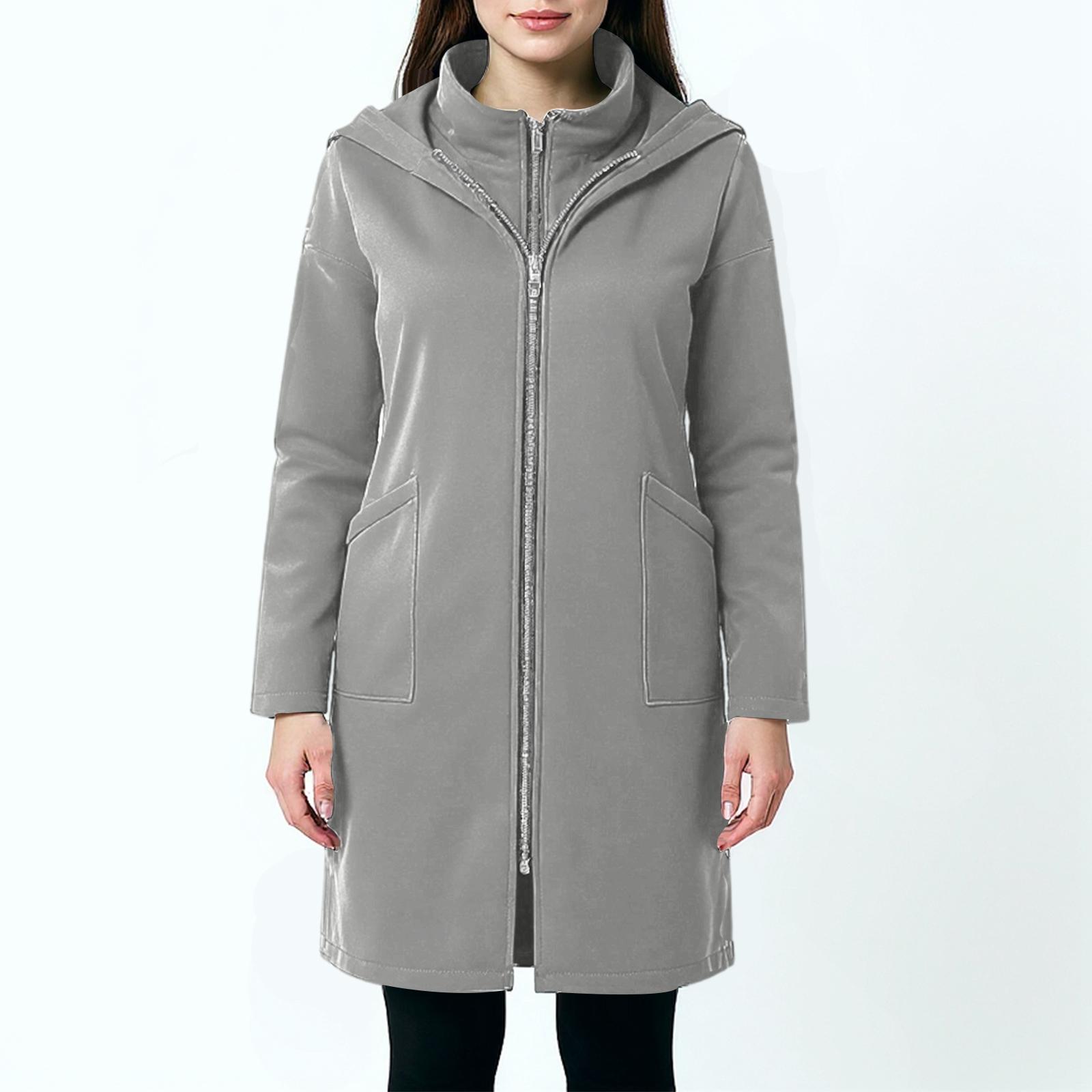 

Женская модная повседневная однотонная толстовка с капюшоном и карманом, длинная, средней длины, свободное пальто из двух частей XL