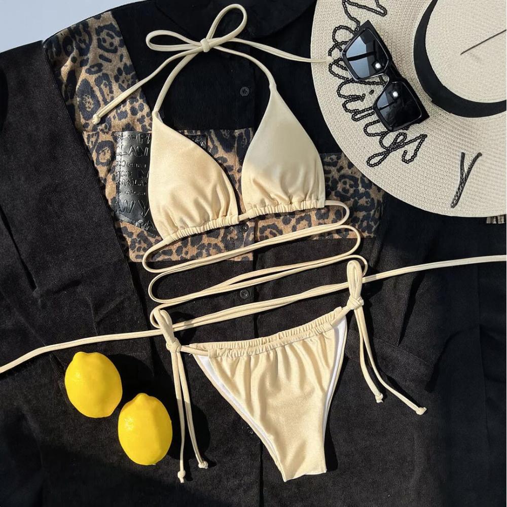 Two-piece Swimsuit for Sunbathing On the Beach, Tied Bikini Suit, Size L Two-piece Swimsuit for Sunbathing On the Beach, Tied Bikini Suit, Size L