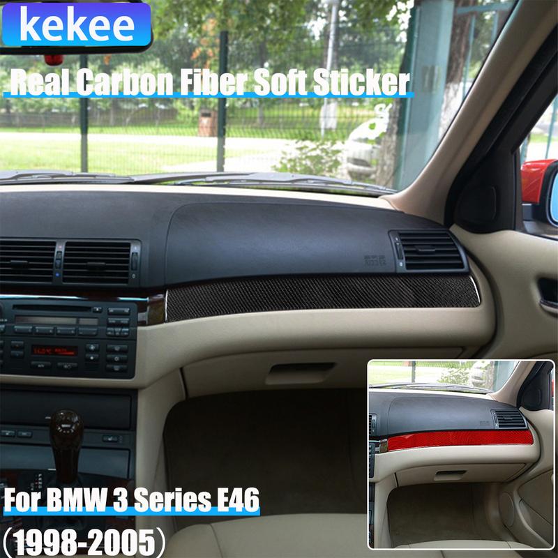 Real Carbon Fiber Car Accessories Co-pilot Dashboard Cover Sticker For BMW 3 Series E46 1998 1999 2000 2001 2002 2003 2004 2005