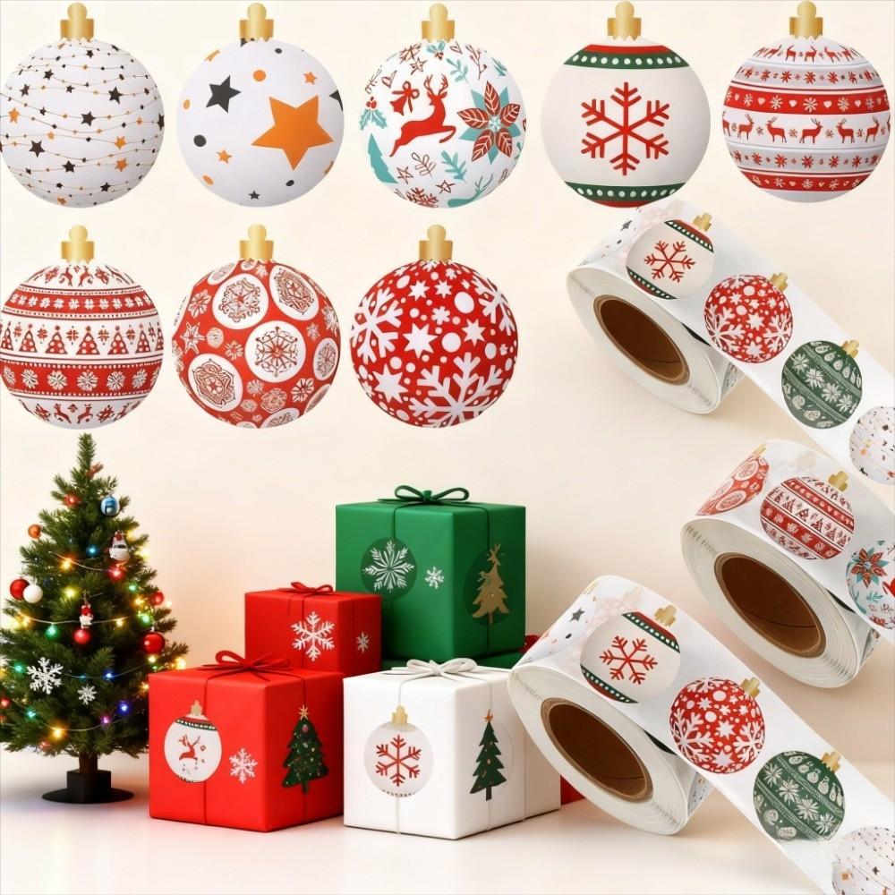 500pcs 3CM Merry Christmas Stickers Seal Labels Xmas Ball/Snowflake Christmas Decoration Stickers Xmas Doodle Stickers