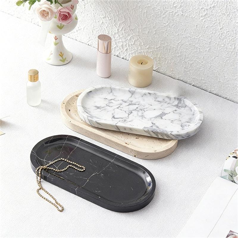 Unique Marble Vanity Tray For Displaying Perfume Bottles Trinkets And Makeup Accessories Storage Organizer