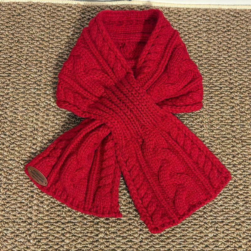 Women's Red Plaid Cashmere-Like Scarf Shawl - Warm, Versatile, Fashionable for Autumn and Winter