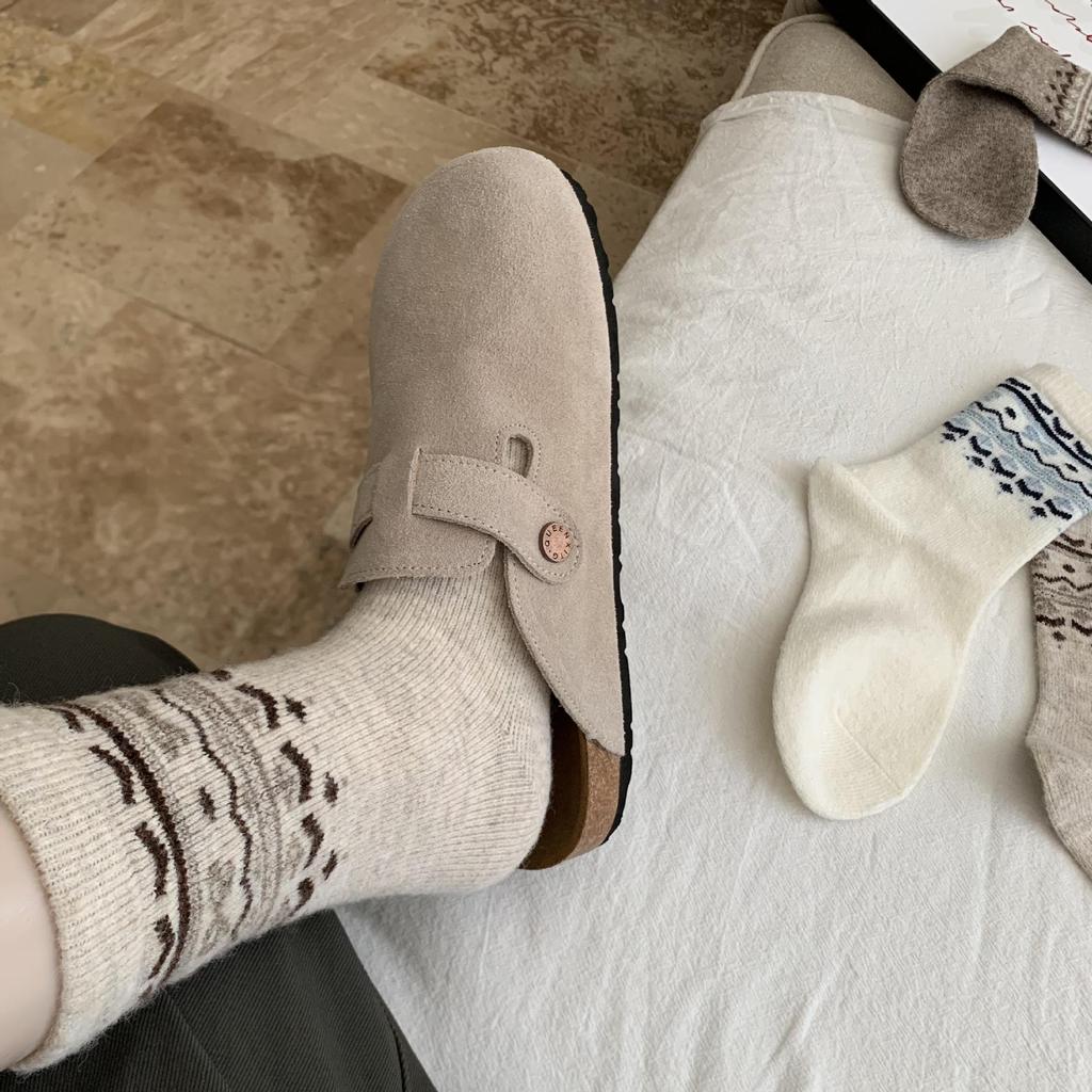 Fair Isle Retro Color Block Wool Socks - Mid-Calf Warmth for Autumn and Winter