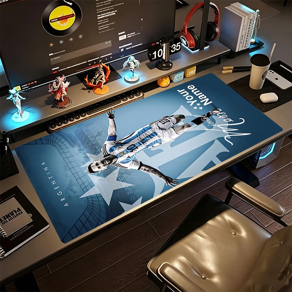 Football Messi Personalized Name Mouse Pad Office Mouse Mats Study Desk Mat Non-Slip Rubber Base Perfect for Office Laptop Gaming Setup