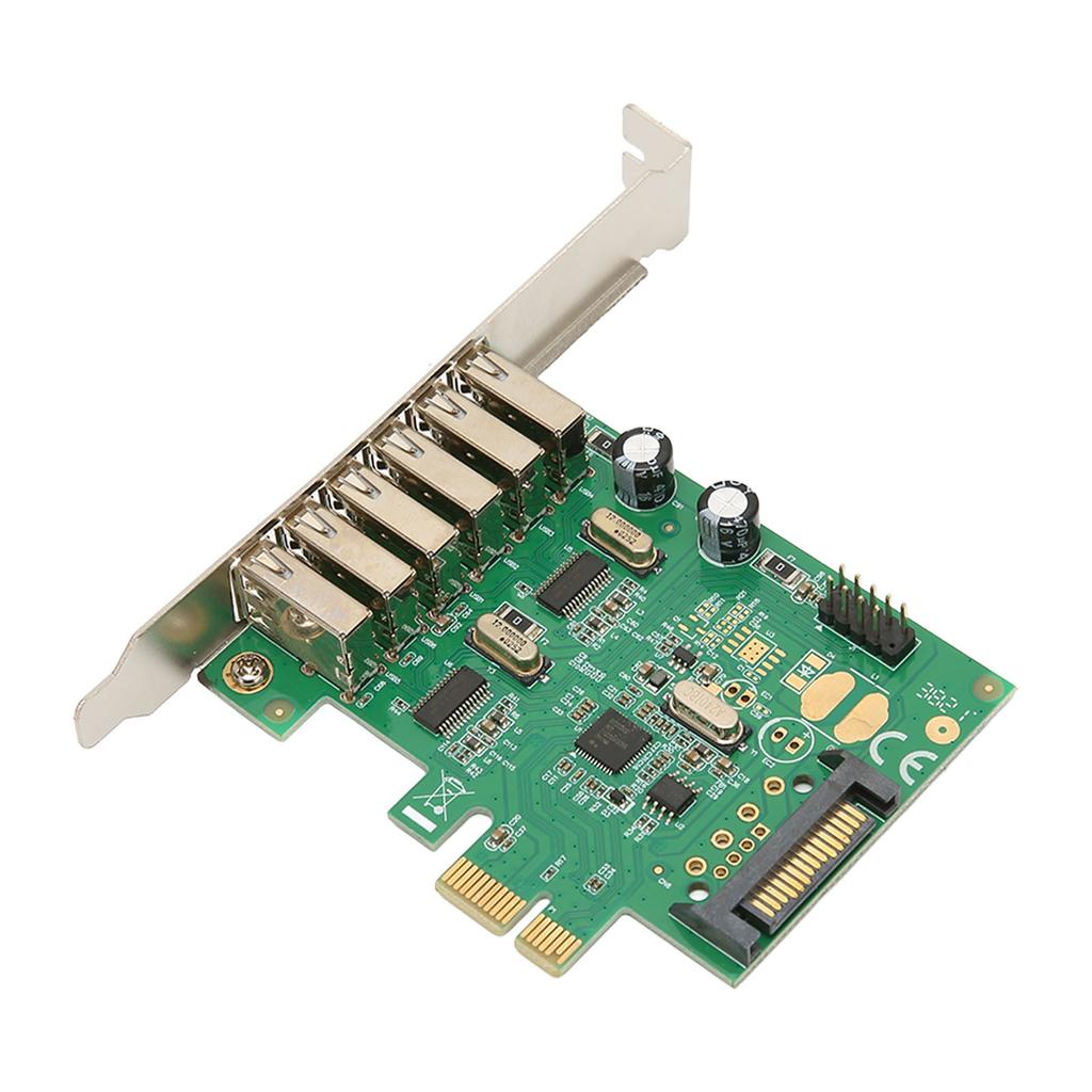 PCIE To USB Expansion Card 6 USB2.0 Interface 15PIN SATA 480Mbps 12Mbps 1.5Mbps Desktop Computer Internal Hub for Win
