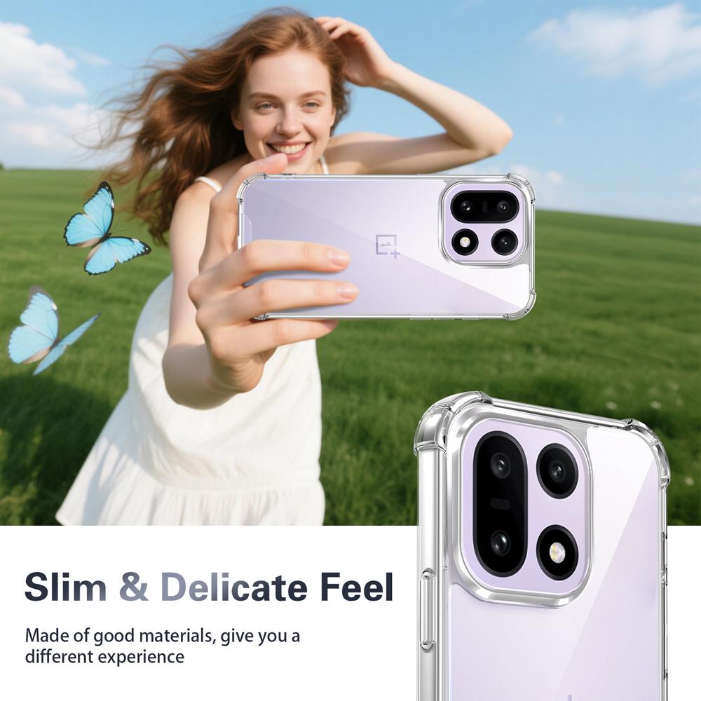 KEYSION Four-Corners Shockproof Transparent Case for OnePlus 15 5G Soft TPU+PC Clear Phone Back Cover for OnePlus 1+ 15