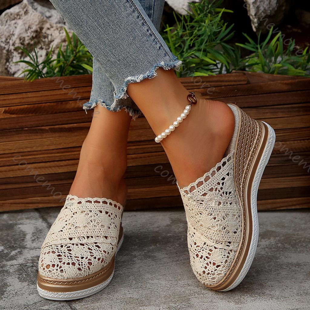 Fashion Comemore Women Sandals Summer Fashion Wedge Shoes Woman Breathable Women's Sandals Slide Footwear Female High-Heeled Sandals