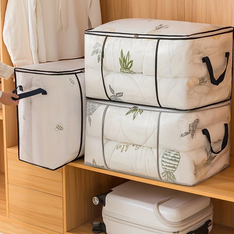 Large Transparent Storage Bag with Zipper &Handle,Heavy-Duty Plastic Suitcase for Clothes,Bedding,Travel,Moving,Seasonal Storage